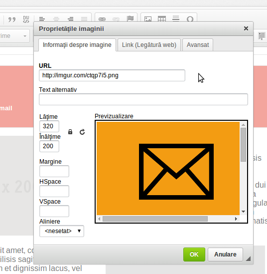 Adaugarea imaginilor in editorul template Sendmachine